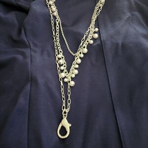 Layered Necklace Lanyard Length, Pearls, Career Badge Holder, Eyeglasses Jewelry